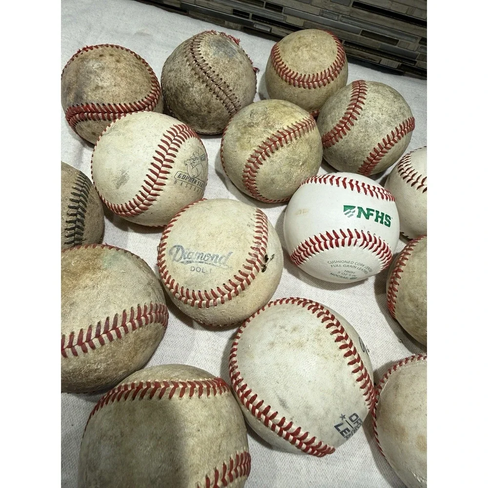 Lot Of 15 Baseballs & 1 Softball Diamond (4) Rawlings Worth Wilson Unbranded Vtg